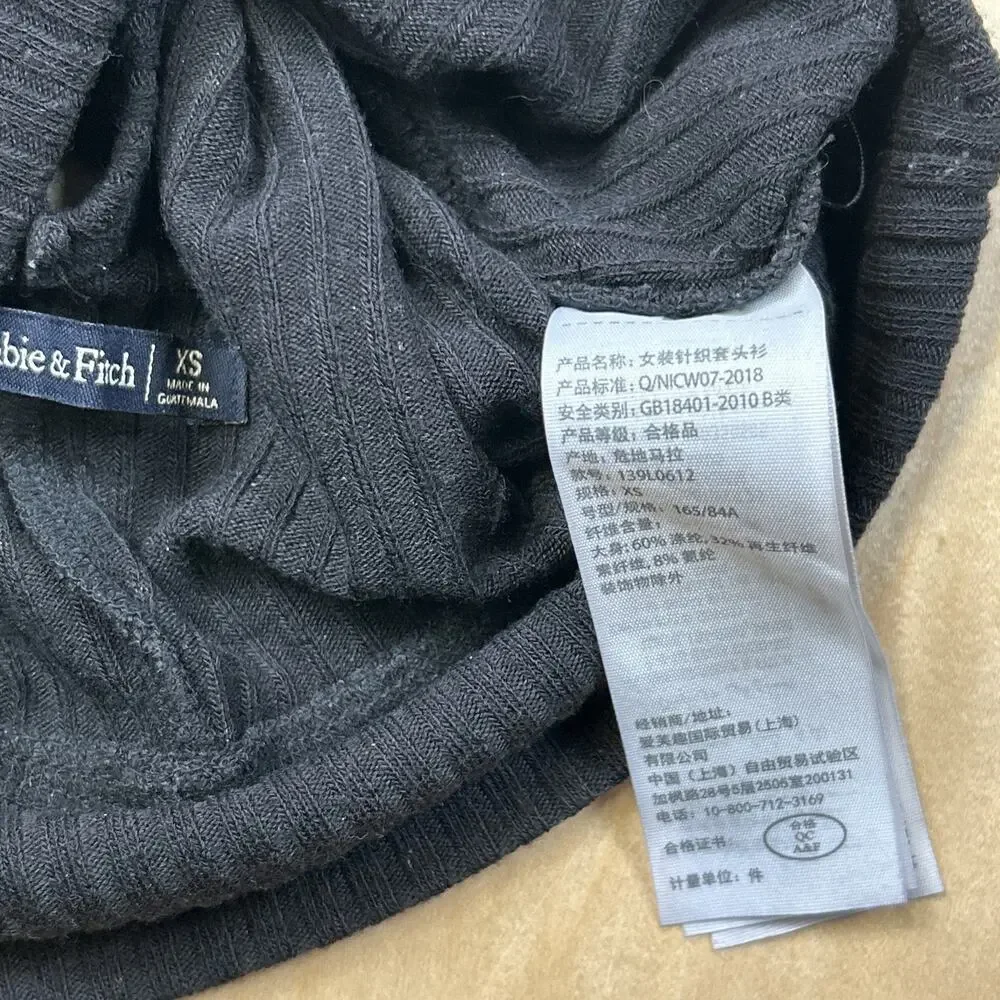 Abercrombie & Fitch Ribbed Crop Tank Top Womens XS Navy Mock Neck GC - Picture 7 of 7